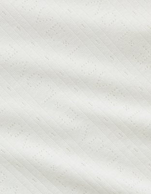 OVERSLEPT by Aerie Pointelle Elbow Sleeve Top - Soft Muslin