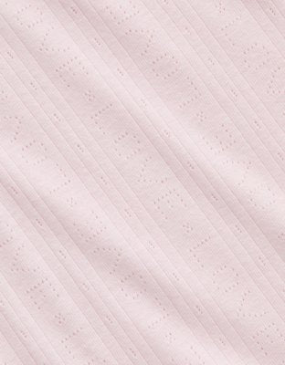 OVERSLEPT by Aerie Pointelle Elbow Sleeve Top - Pink Petal