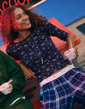OVERSLEPT by Aerie Pointelle Elbow Sleeve Top - Navy