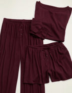 OVERSLEPT by Aerie Pointelle Elbow Sleeve Top - Royal Berry