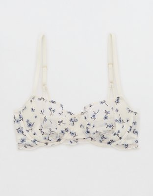 Show Off Embroidered Unlined Balconette Bra - Soft Muslin