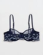 Show Off Embroidered Unlined Balconette Bra - Navy
