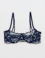Show Off Embroidered Unlined Balconette Bra - Navy