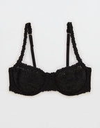 Show Off Vintage Lace Unlined Balconette Bra - True Black