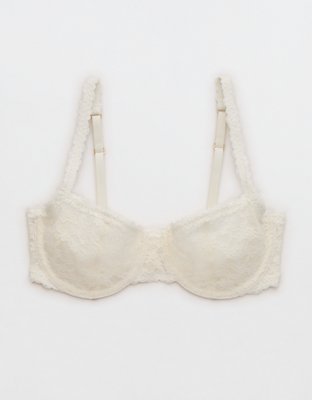 Show Off Vintage Lace Unlined Balconette Bra - Soft Muslin