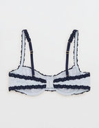 Show Off Vintage Lace Unlined Balconette Bra - Misty Sky