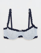 Show Off Vintage Lace Unlined Balconette Bra - Misty Sky