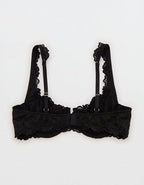Show Off Dozen Roses Lace Unlined Bra - True Black