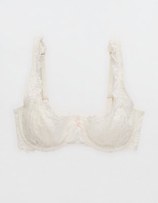 Show Off Dozen Roses Lace Unlined Bra - Soft Muslin