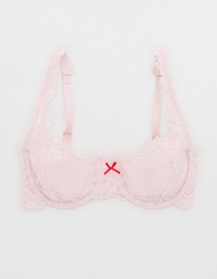 Show Off Dozen Roses Lace Unlined Bra - Pink Petal
