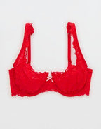 Show Off Dozen Roses Lace Unlined Bra - Bright Red