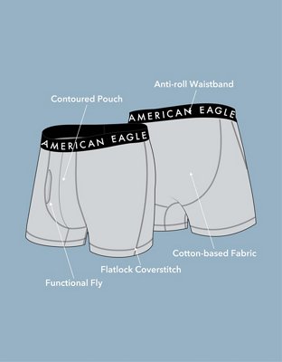 AEO Men's USA 4.5" Classic Cotton Boxer Brief - Grey