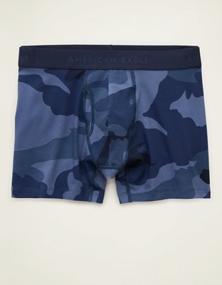 AEO Men's Camo 4.5" Classic Cotton Boxer Brief - Blue