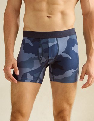 AEO Men's Camo 4.5" Classic Cotton Boxer Brief - Blue