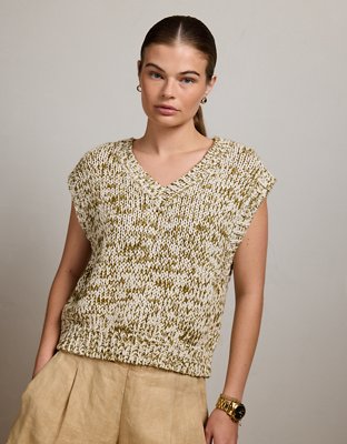 AE77 Marled V-Neck Sweater Vest - Green