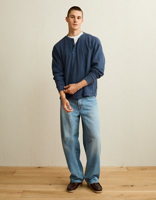 AE Boxy Fit Thermal Henley T-Shirt