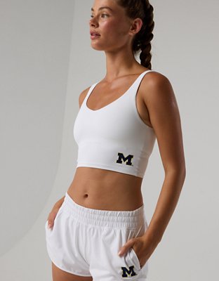 Michigan Wolverines OFFLINE By Aerie Low Key Sports Bra - Fresh White