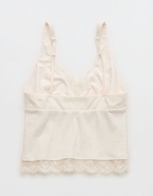 Superchill Cotton Rib Lace Tank Top - Heather Frost