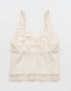 Superchill Cotton Rib Lace Tank Top - Heather Frost
