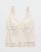 Superchill Cotton Rib Lace Tank Top - Heather Frost
