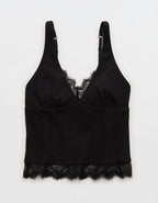 Superchill Cotton Rib Lace Tank Top - True Black