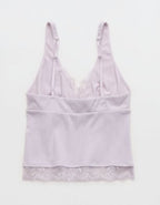 Superchill Cotton Rib Lace Tank Top - Hushed Violet
