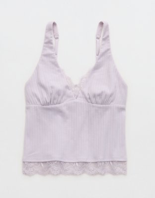 Superchill Cotton Rib Lace Tank Top - Hushed Violet