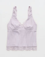 Superchill Cotton Rib Lace Tank Top - Hushed Violet