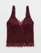 Superchill Cotton Rib Lace Tank Top - Royal Berry
