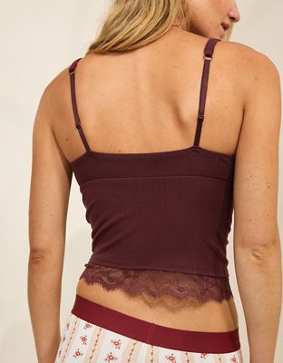 Superchill Cotton Rib Lace Tank Top - Royal Berry