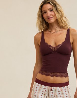 Superchill Cotton Rib Lace Tank Top - Royal Berry