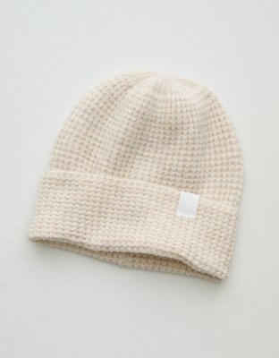 OFFLINE By Aerie Waffle Beanie - Heather Frost