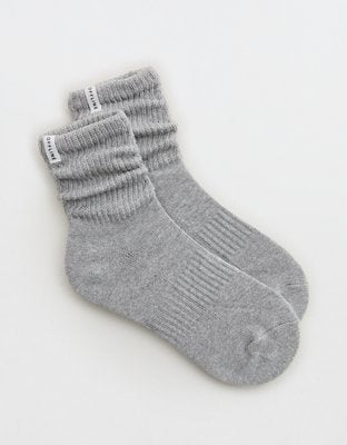 OFFLINE By Aerie Short Scrunch Socks - Medium Heather Gray