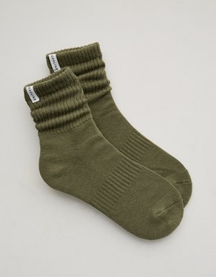 OFFLINE By Aerie Short Scrunch Socks - Olive Fun