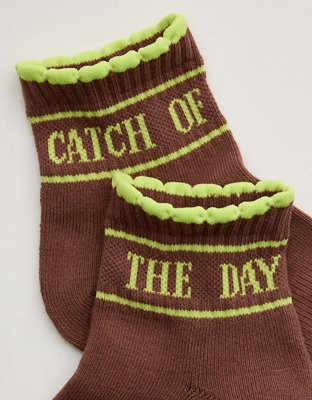 OFFLINE By Aerie Scalloped Short Crew Socks - Sharp Green