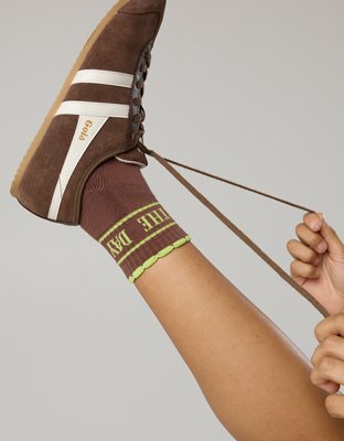 OFFLINE By Aerie Scalloped Short Crew Socks - Sharp Green