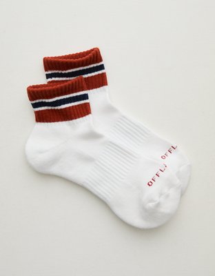OFFLINE By Aerie Mesh Short Crew Sock - Red Velvet