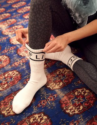 OFFLINE By Aerie Graphic Crew Socks - White