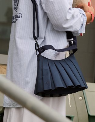 OFFLINE By Aerie Courtside Canvas Pleated Bag - Navy