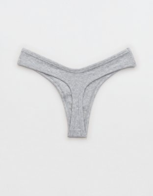 Superchill Cotton Rib Thong Underwear - Medium Heather Gray