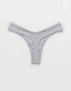 Superchill Cotton Rib Thong Underwear - Medium Heather Gray