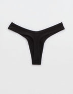 Superchill Cotton Rib Thong Underwear - True Black