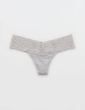 Superchill Vintage Lace Cotton Thong Underwear - Medium Heather Gray