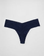 Superchill Vintage Lace Cotton Thong Underwear - Navy