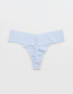 Superchill Vintage Lace Cotton Thong Underwear - Eyelet Blue