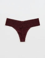 Superchill Vintage Lace Cotton Thong Underwear - Royal Berry