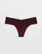Superchill Vintage Lace Cotton Thong Underwear - Royal Berry