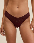 Superchill Vintage Lace Cotton Thong Underwear - Royal Berry