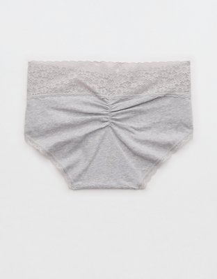 Superchill Vintage Lace Cotton Boybrief Underwear - Medium Heather Gray