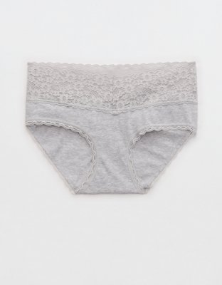 Superchill Vintage Lace Cotton Boybrief Underwear - Medium Heather Gray